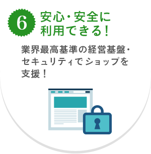 6.安心・安全に利用できる！　業界最高基準の経営基盤・セキュリティでショップを支援！