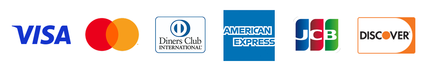 VISA、MasterCard、JCB、AMERICAN EXPRESS、Diners Clubの国際5大ブランド